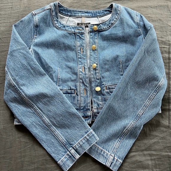 J. Crew Blue Jean Jacket with Gold Buttons - Picture 3 of 3